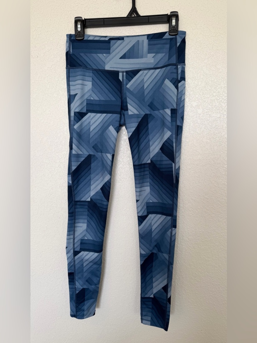 Athleta Blue Geometric Print Leggings Size Small High Rise Athletic Yoga